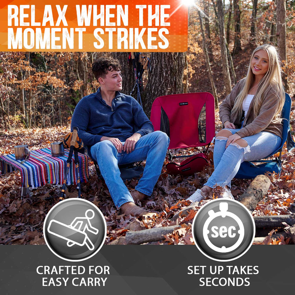 Pike Trail Ultralight Compact Outdoor Camping Tailgate Festival Beach Chair