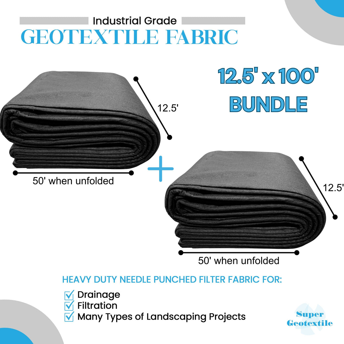 8 oz Non Woven Needle Punched Geotextile Filter Fabric - 50 Year Fabric