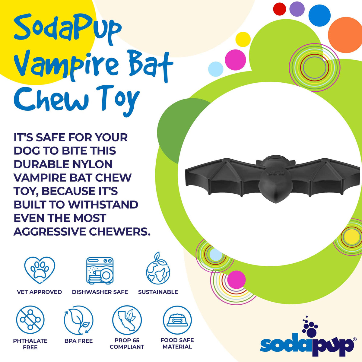 Vampire Bat Nylon Dog Chew Toy for Aggressive Chewers | USA Made & FDA Compliant