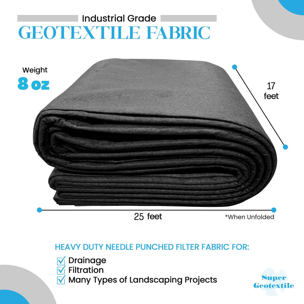 8 oz Non Woven Needle Punched Geotextile Filter Fabric - 50 Year Fabric