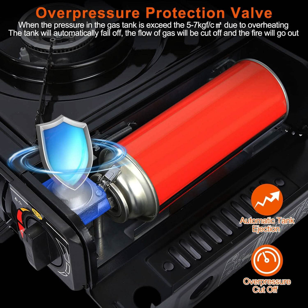 3300W Portable Camping Stove Butane Canister Dual Fuel Burner