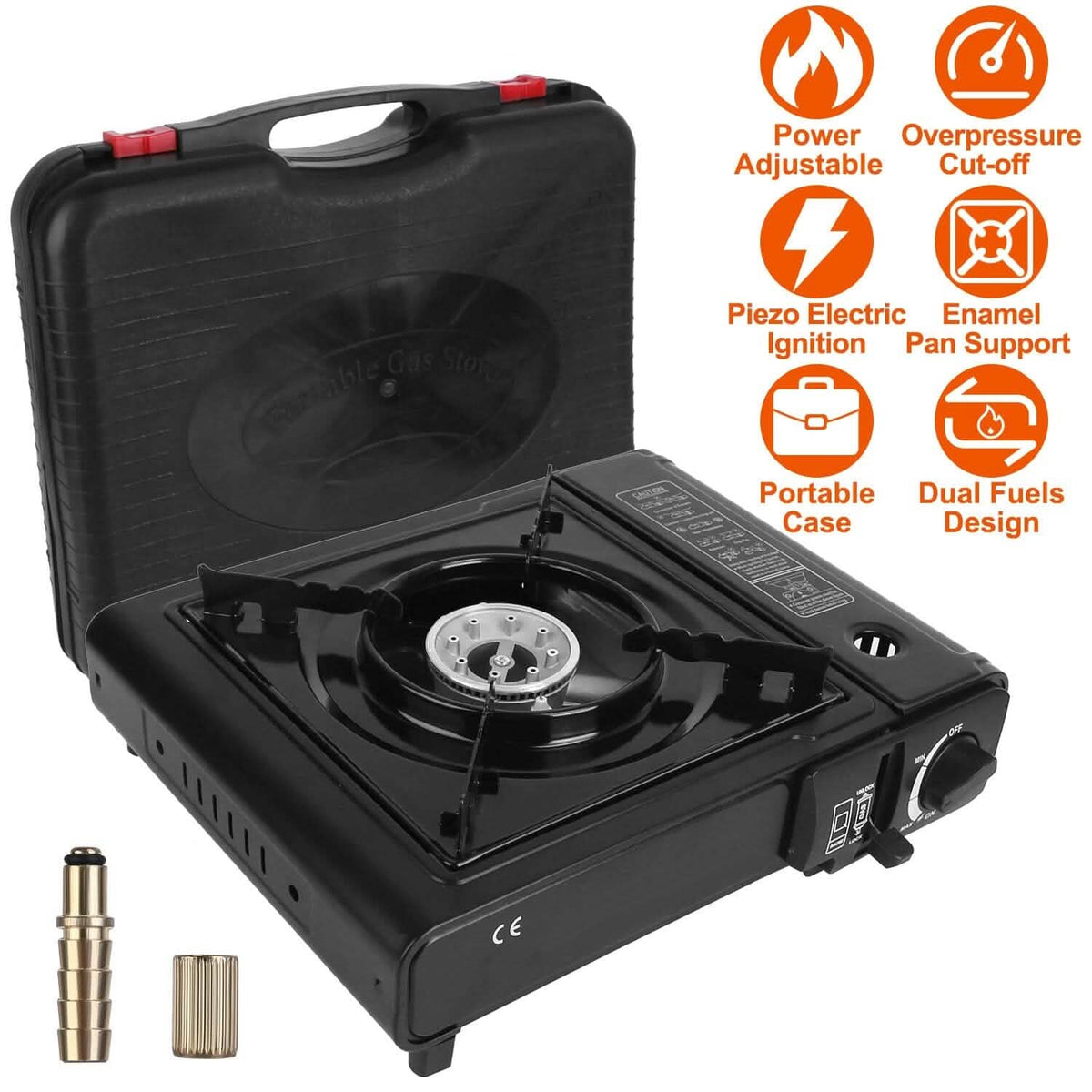 3300W Portable Camping Stove Butane Canister Dual Fuel Burner