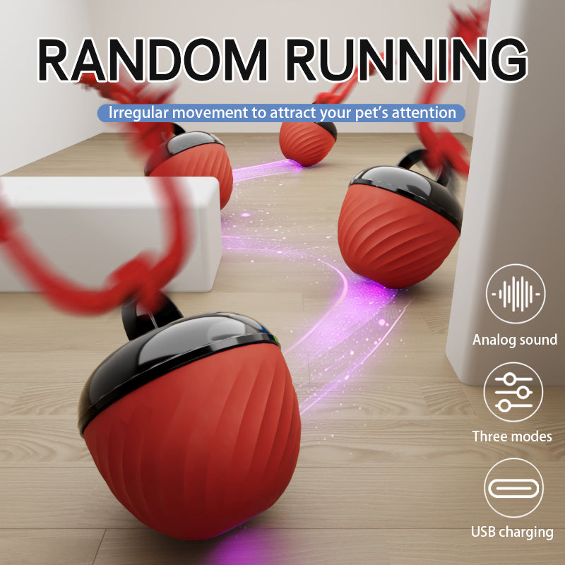 Smart Dog Cat Toy Ball Electronic Interactive Pet Toy Moving Ball Rope USB 3 Modes Automatic Moving Bouncing For Puppy Chew Products Pets Products