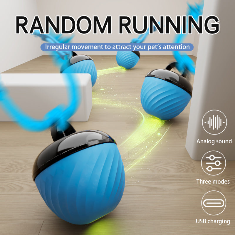 Smart Dog Cat Toy Ball Electronic Interactive Pet Toy Moving Ball Rope USB 3 Modes Automatic Moving Bouncing For Puppy Chew Products Pets Products